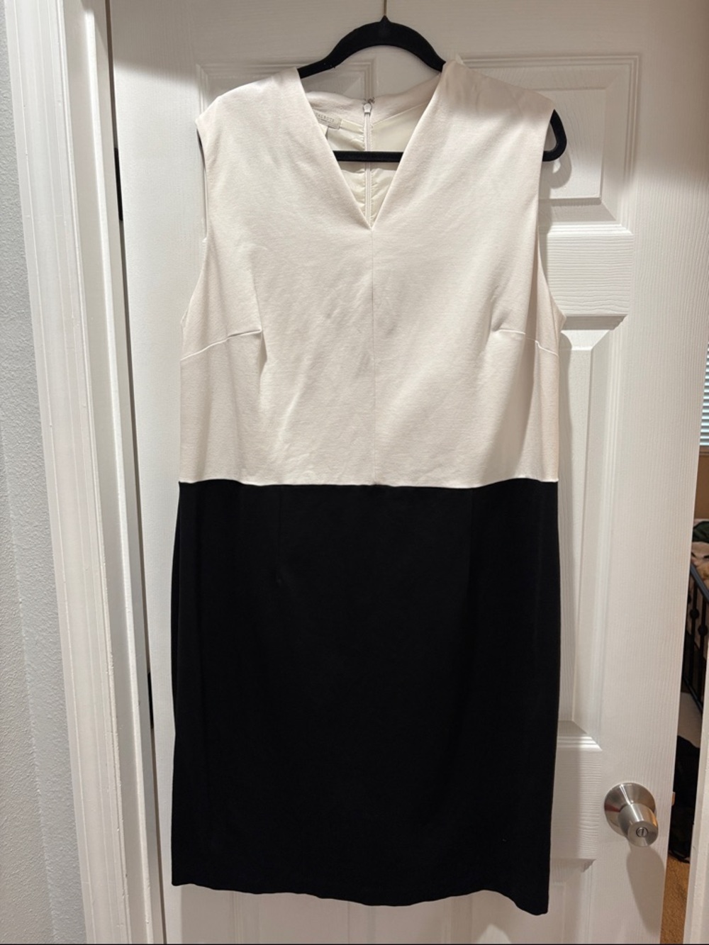 Talbots Black and White Two-Tone Midi Sheath Dress